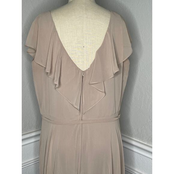 Morilee by Madeline Gardner Latte Taupe Long Gown Chiffon Dress Plus size - Picture 7 of 13